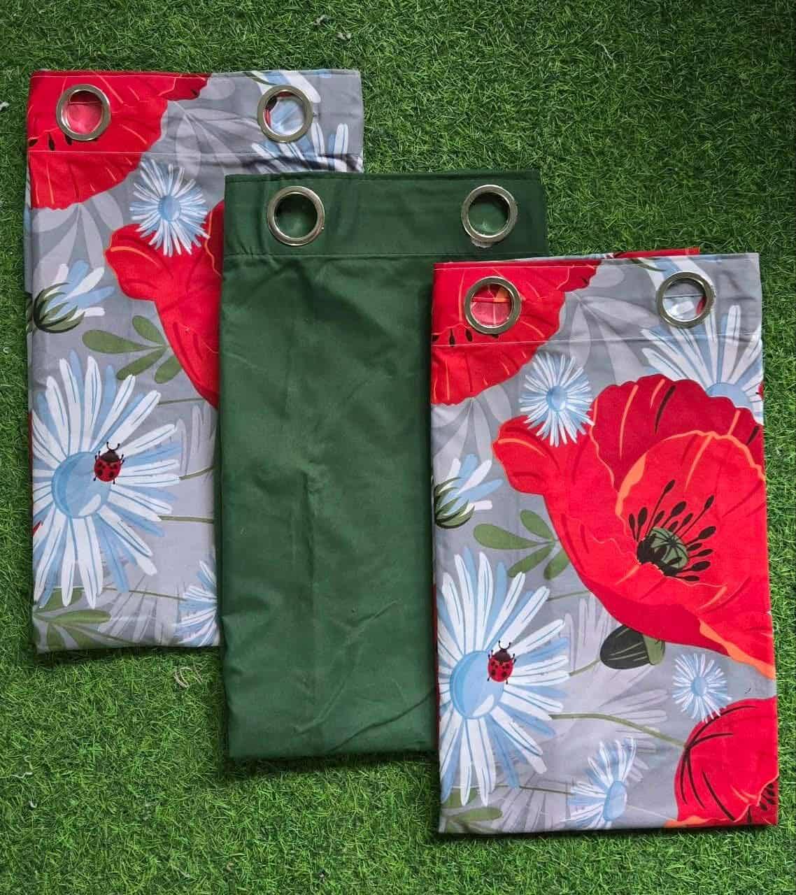 Flower Red 3in1 Curtain