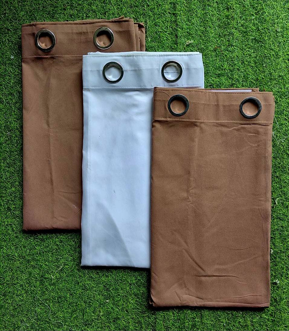 Plain Brown 3in1 Curtain