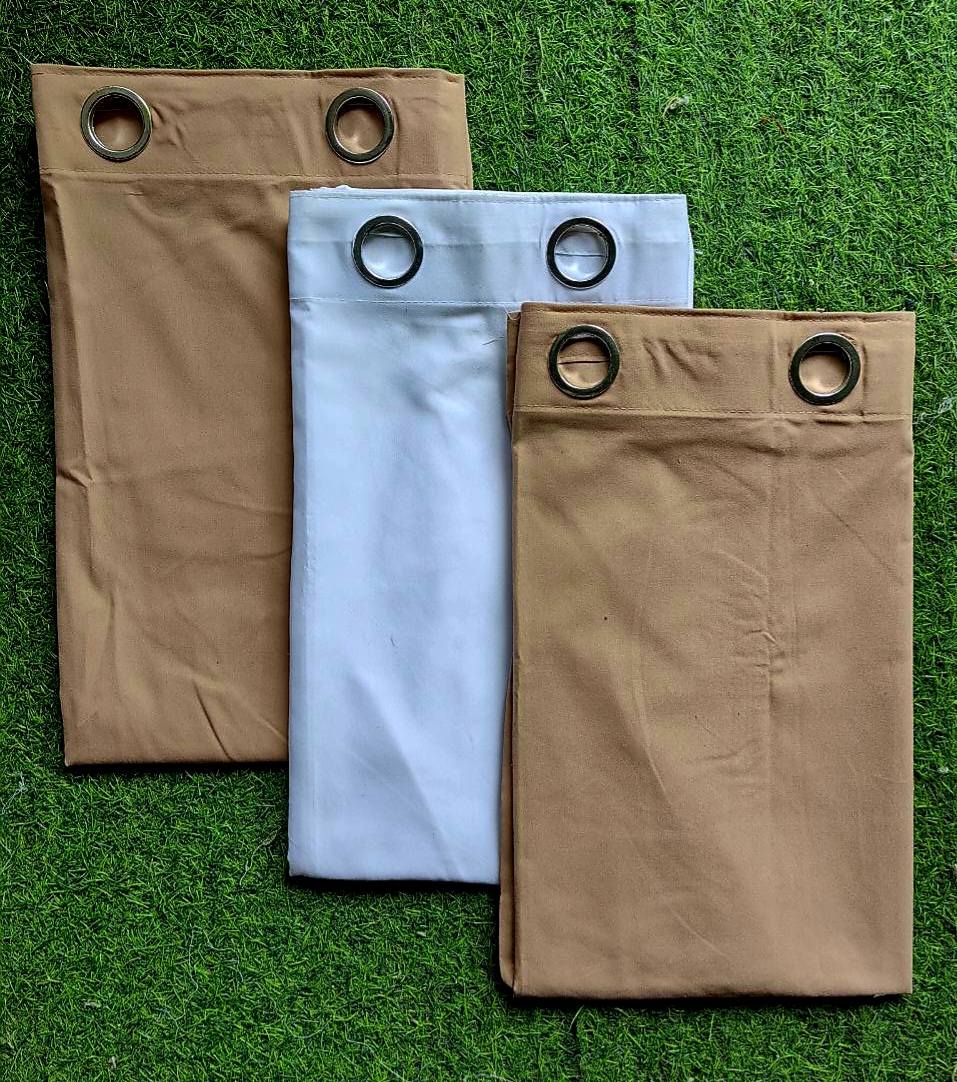 Plain Light Brown 3in1 Curtain