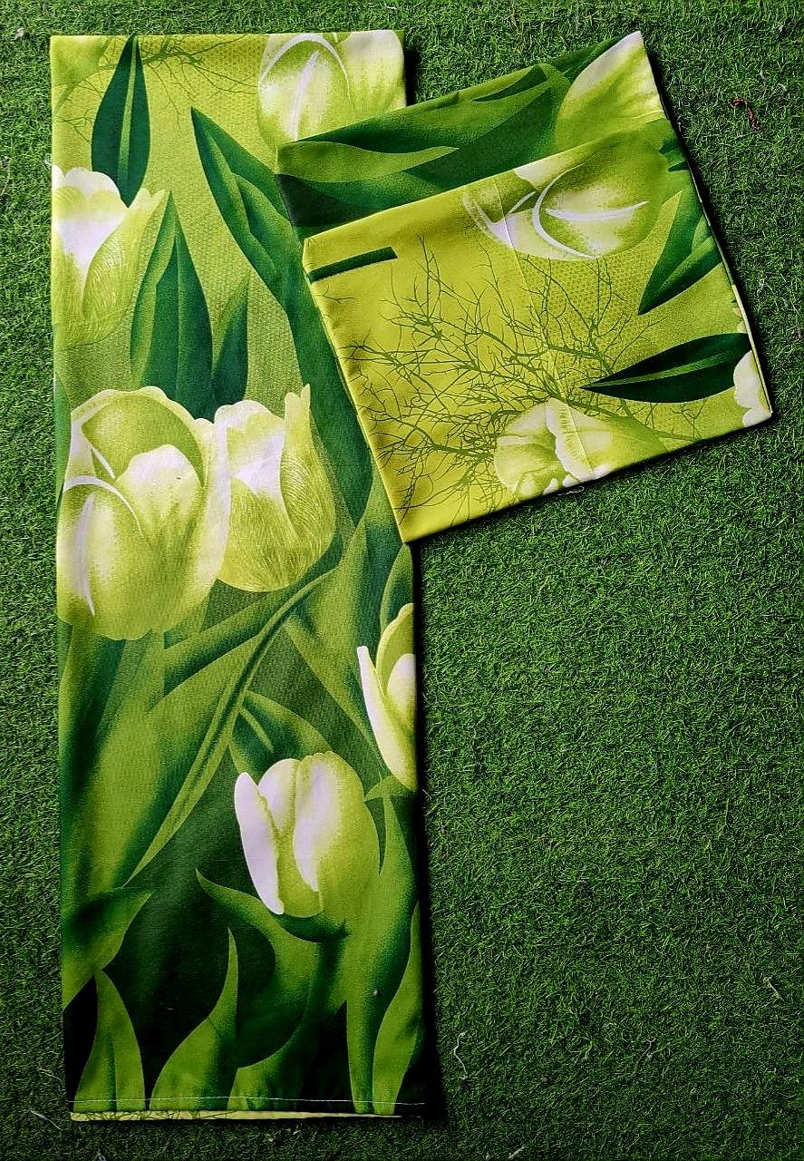  Green Flower 1 Large kumot + 2 Large Zipper Pillowcase