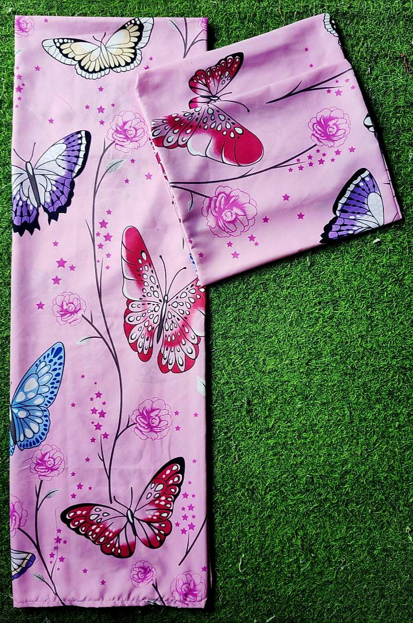 Pink Butterfly 1 Large kumot + 2 Large Zipper Pillowcase